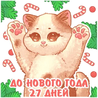 Sticker @kotiki_i_frazochki до Нового Года осталось - 9